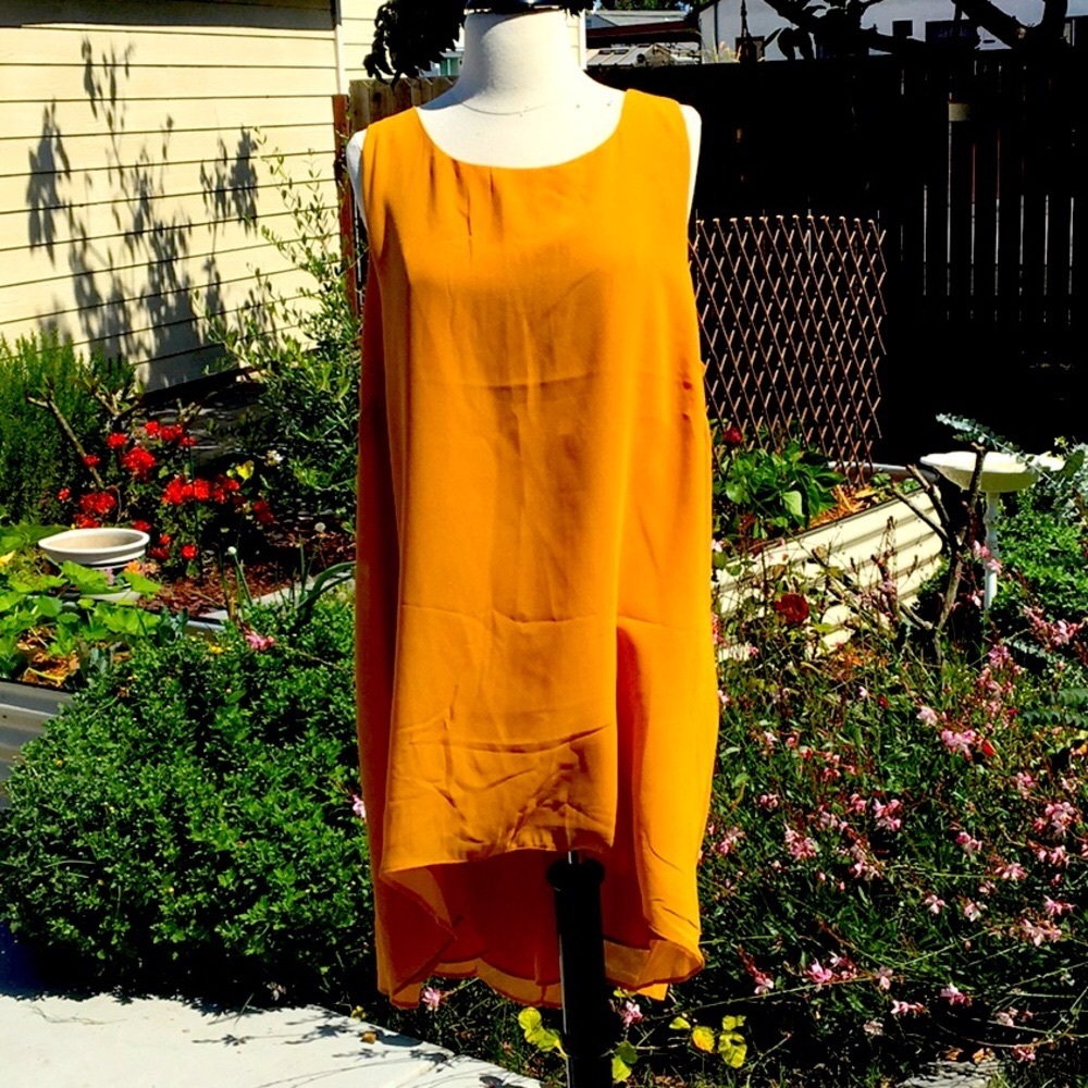 🌼🌻City Chic Sleeveless Tunic Top Mustard Yellow Hi-low🌼🌻
